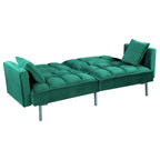 Divano-letto futon in velluto da 75,6" con gambe in metallo