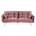 Divano-letto futon in velluto da 75,6" con gambe in metallo