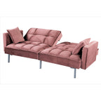Divano-letto futon in velluto da 75,6" con gambe in metallo