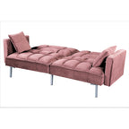 Divano-letto futon in velluto da 75,6" con gambe in metallo