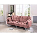 Divano-letto futon in velluto da 75,6" con gambe in metallo