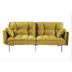 Divano-letto futon in velluto da 75,6" con gambe in metallo