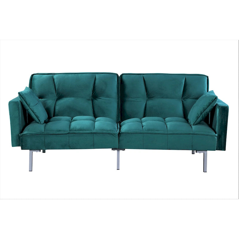 Divano-letto futon in velluto da 75,6" con gambe in metallo