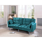 Divano-letto futon in velluto da 75,6" con gambe in metallo