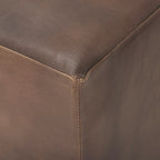 Pouf quadrato in pelle pieno fiore da 90 cm con base in metallo