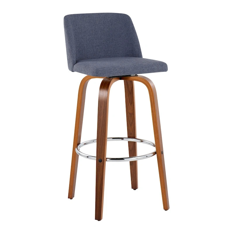 Sgabello da bar Vallberga fisso da 30" con base in legno di noce (set da 2)