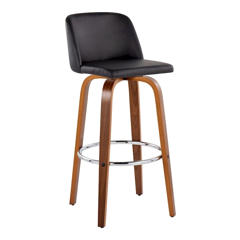 Sgabello da bar Vallberga fisso da 30" con base in legno di noce (set da 2)