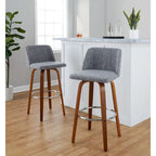 Carson Carrington Vallberga 30 Fixed-Height Bar Stool with Walnut Wood Base (Set of 2)