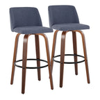 Sgabello da bar Vallberga fisso da 30" con base in legno di noce (set da 2)