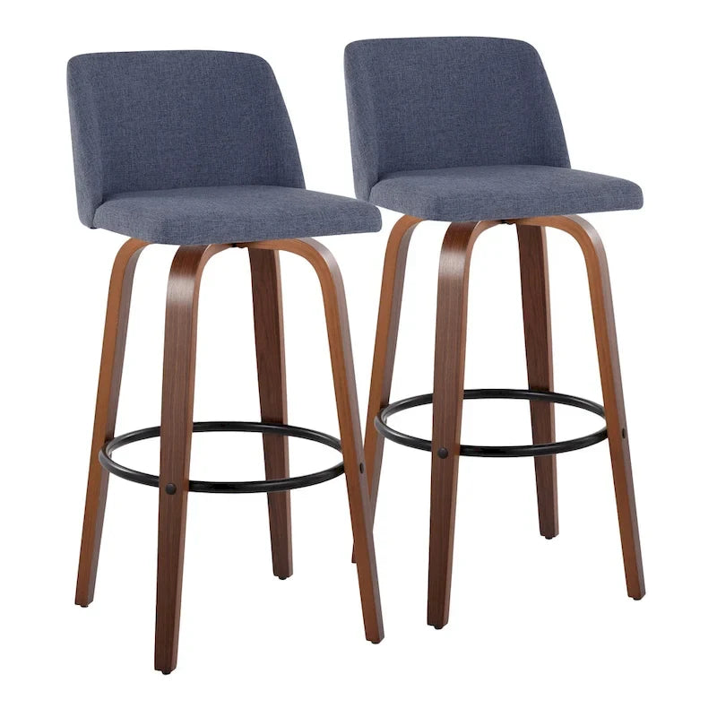Sgabello da bar Vallberga fisso da 30" con base in legno di noce (set da 2)