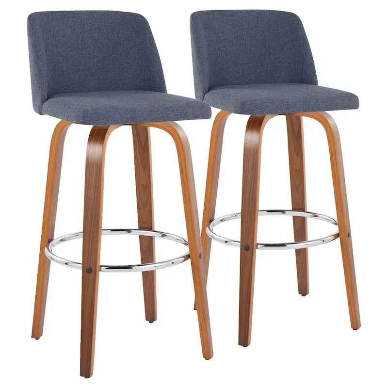 Sgabello da bar Vallberga fisso da 30" con base in legno di noce (set da 2)