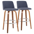 Sgabello da bar Vallberga fisso da 30" con base in legno di noce (set da 2)