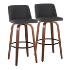 Sgabello da bar Vallberga fisso da 30" con base in legno di noce (set da 2)
