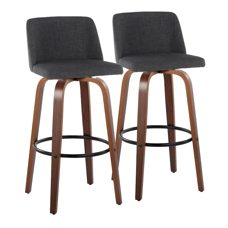 Sgabello da bar Vallberga fisso da 30" con base in legno di noce (set da 2)