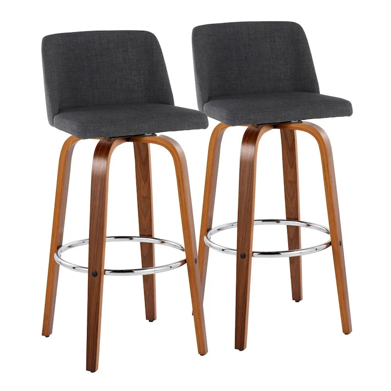 Sgabello da bar Vallberga fisso da 30" con base in legno di noce (set da 2)