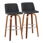 Sgabello da bar Vallberga fisso da 30" con base in legno di noce (set da 2)