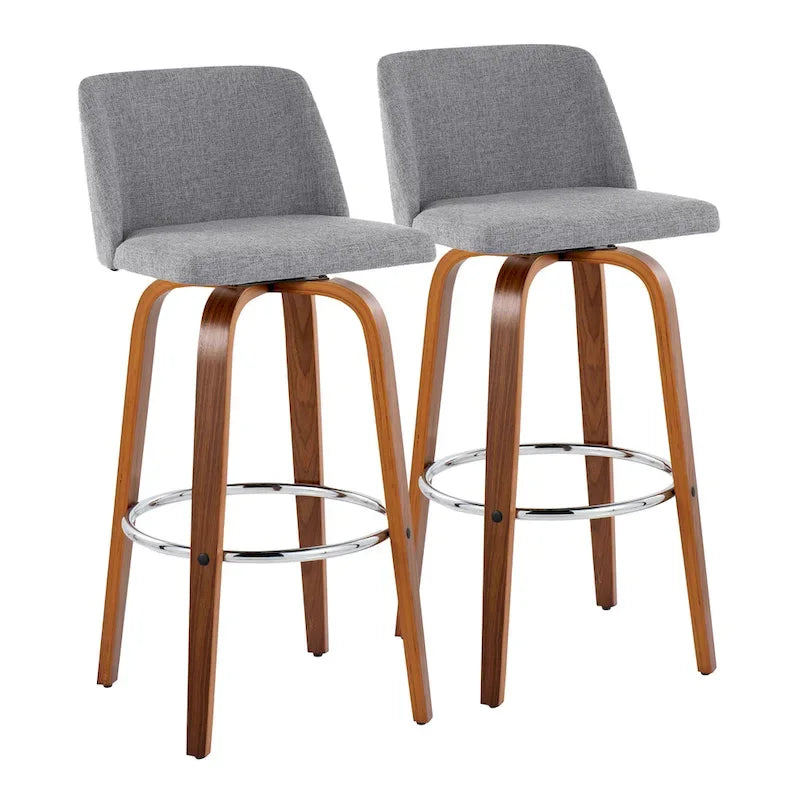 Sgabello da bar Vallberga fisso da 30" con base in legno di noce (set da 2)