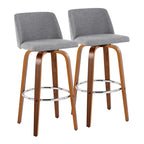 Sgabello da bar Vallberga fisso da 30" con base in legno di noce (set da 2)