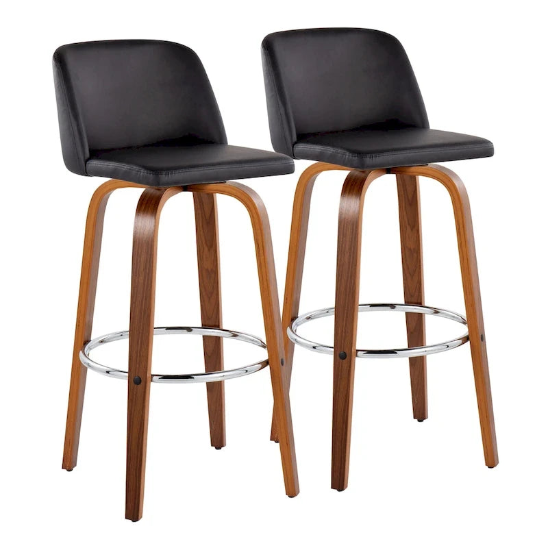 Sgabello da bar Vallberga fisso da 30" con base in legno di noce (set da 2)