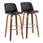 Sgabello da bar Vallberga fisso da 30" con base in legno di noce (set da 2)
