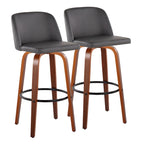 Sgabello da bar Vallberga fisso da 30" con base in legno di noce (set da 2)
