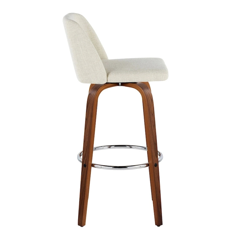 Sgabello da bar Vallberga fisso da 30" con base in legno di noce (set da 2)