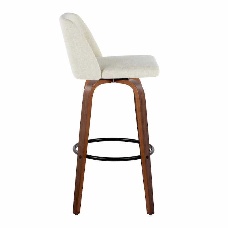 Sgabello da bar Vallberga fisso da 30" con base in legno di noce (set da 2)