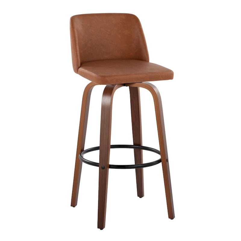 Sgabello da bar Vallberga fisso da 30" con base in legno di noce (set da 2)
