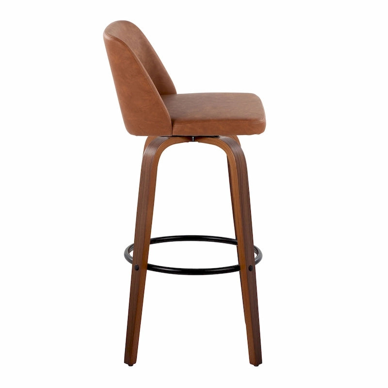 Sgabello da bar Vallberga fisso da 30" con base in legno di noce (set da 2)