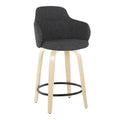 Sgabello da bancone ad altezza fissa da 60 cm con gambe in legno curvato e poggiapiedi rotondo (set da 2)