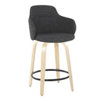 Sgabello da bancone ad altezza fissa da 60 cm con gambe in legno curvato e poggiapiedi rotondo (set da 2)