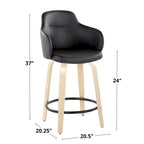 Sgabello da bancone ad altezza fissa da 60 cm con gambe in legno curvato e poggiapiedi rotondo (set da 2)