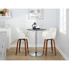 Sgabello da bancone ad altezza fissa da 60 cm con gambe in legno curvato e poggiapiedi rotondo (set da 2)