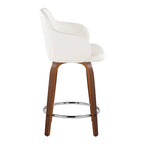 Sgabello da bancone ad altezza fissa da 60 cm con gambe in legno curvato e poggiapiedi rotondo (set da 2)
