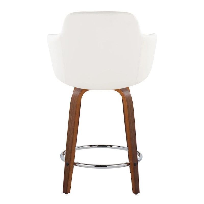 Sgabello da bancone ad altezza fissa da 60 cm con gambe in legno curvato e poggiapiedi rotondo (set da 2)