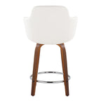 Sgabello da bancone ad altezza fissa da 60 cm con gambe in legno curvato e poggiapiedi rotondo (set da 2)