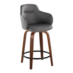 Sgabello da bancone ad altezza fissa da 60 cm con gambe in legno curvato e poggiapiedi rotondo (set da 2)