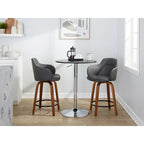 Sgabello da bancone ad altezza fissa da 60 cm con gambe in legno curvato e poggiapiedi rotondo (set da 2)