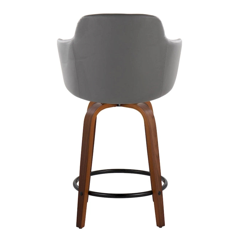 Sgabello da bancone ad altezza fissa da 60 cm con gambe in legno curvato e poggiapiedi rotondo (set da 2)
