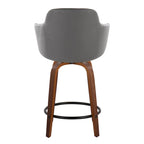 Sgabello da bancone ad altezza fissa da 60 cm con gambe in legno curvato e poggiapiedi rotondo (set da 2)