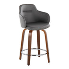 Sgabello da bancone ad altezza fissa da 60 cm con gambe in legno curvato e poggiapiedi rotondo (set da 2)