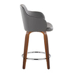 Sgabello da bancone ad altezza fissa da 60 cm con gambe in legno curvato e poggiapiedi rotondo (set da 2)