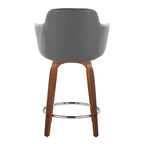 Sgabello da bancone ad altezza fissa da 60 cm con gambe in legno curvato e poggiapiedi rotondo (set da 2)
