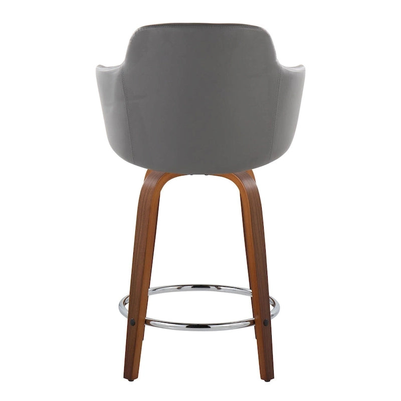 Sgabello da bancone ad altezza fissa da 60 cm con gambe in legno curvato e poggiapiedi rotondo (set da 2)