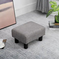 Pouf poggiapiedi rettangolare in lino con gambe in legno