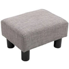 Pouf poggiapiedi rettangolare in lino con gambe in legno