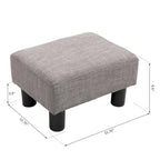 Pouf poggiapiedi rettangolare in lino con gambe in legno