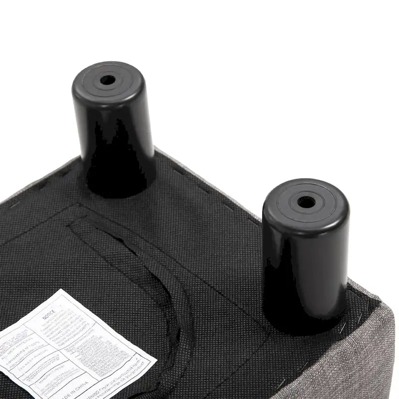 Pouf poggiapiedi rettangolare in lino con gambe in legno
