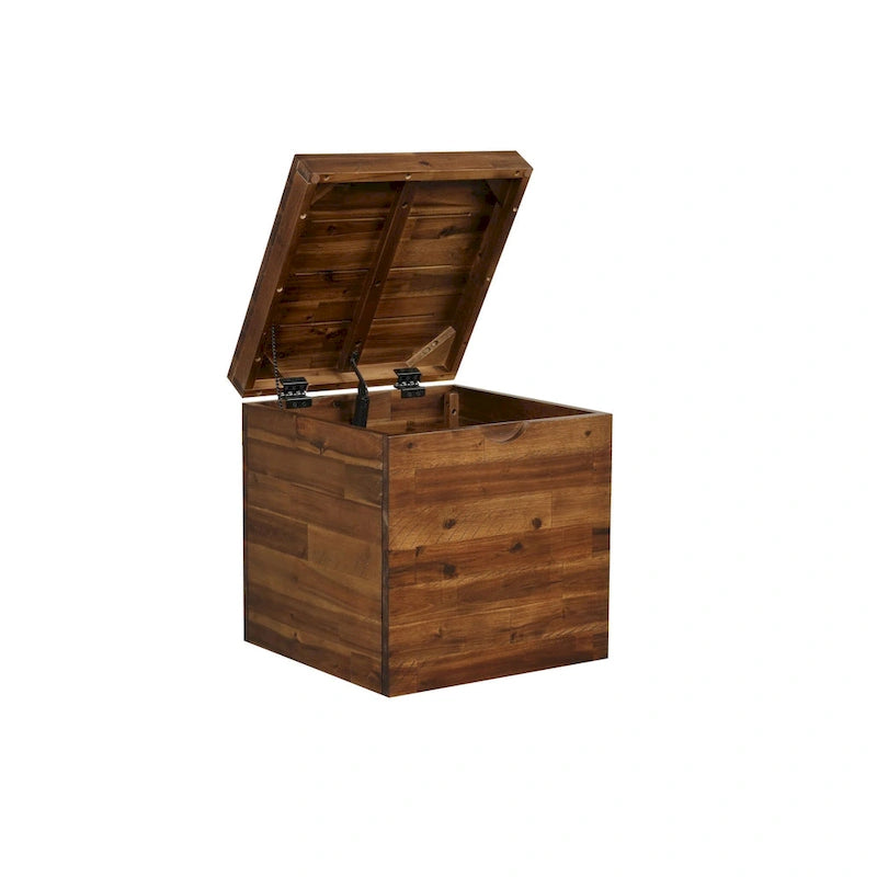 Cubo/Baule contenitore in legno di acacia marrone scuro da 17,75"