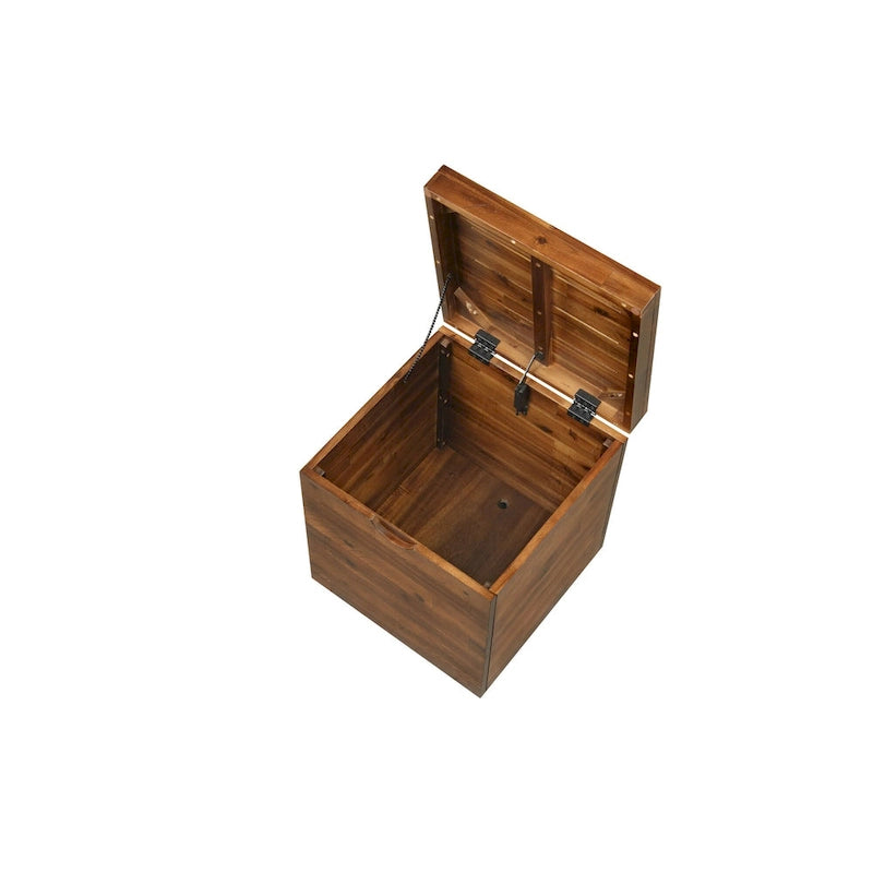 Cubo/Baule contenitore in legno di acacia marrone scuro da 17,75"